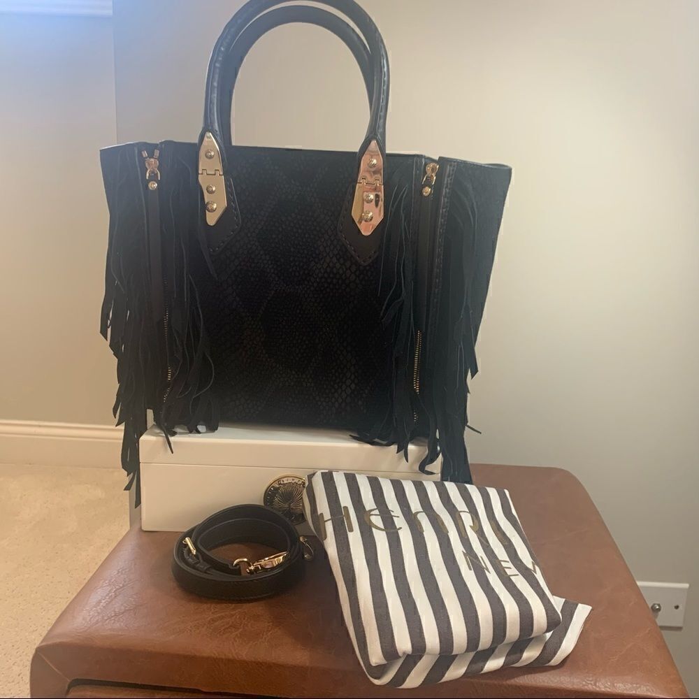 Henri Bendel A-List Satchel Black with Fringe - Picture 10 of 15